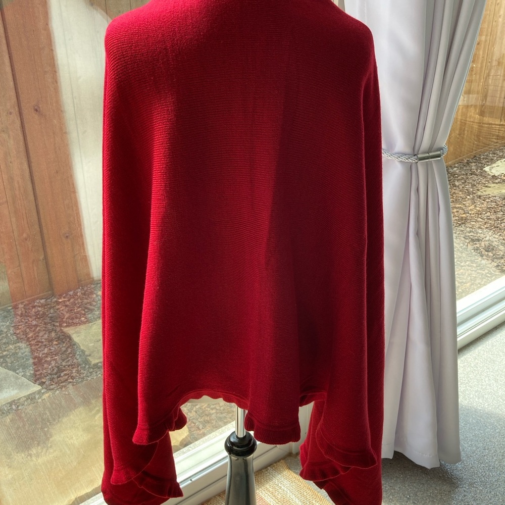Elegant Red Knit Wrap Shawl Size OS - Picture 4 of 6